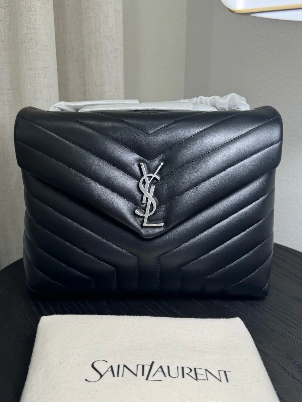 Saint Laurent YSL Loulou Medium Shoulder Bag Quilted Leather Black - Picture 1 of 9